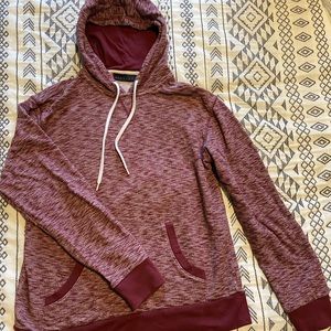 Fission Mens Heathered Red Hooded Sweatshirt, Large